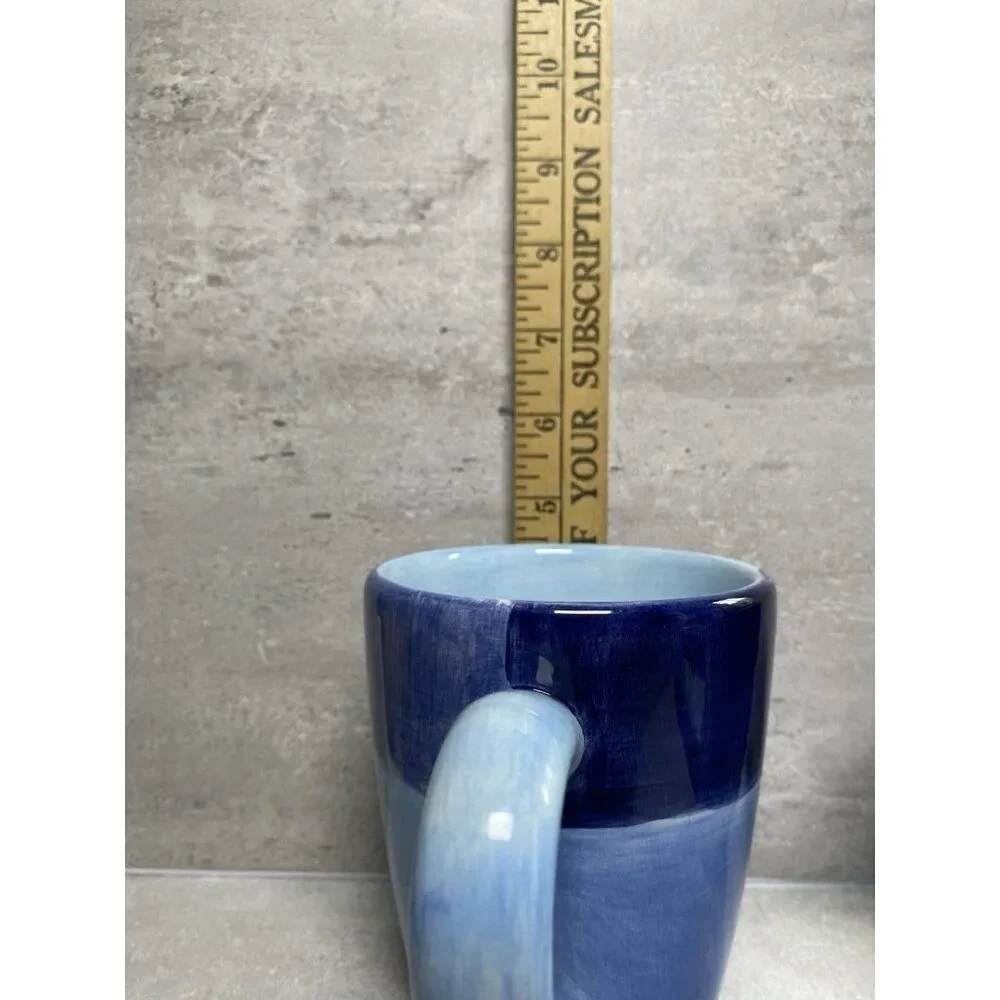 Crate & Barrel Ceramic Blue Gradient Coffee Mugs Set Of Two Kitchenware
